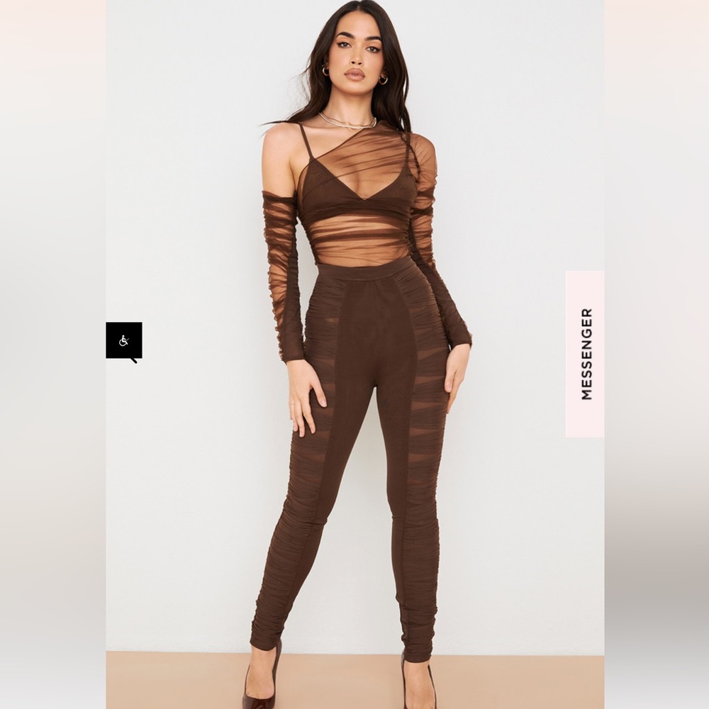 Mesh Trouser - Isolde - House of CB - New with Tag and Orig Box - XS - Chocolate
